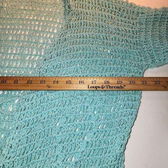 Crochet Set Shorts Halter Cardigan Womens S Teal Green Summer Beachy Tropical - Picture 7 of 12
